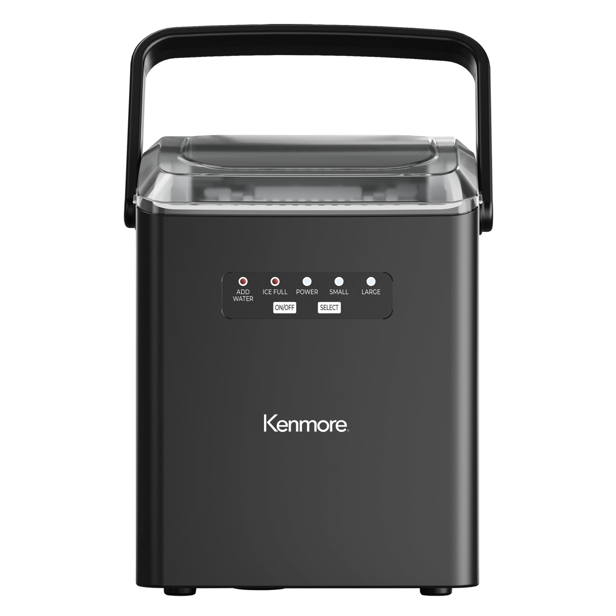Kenmore Portable Countertop Bullet Ice Maker, 26 lb Ice per Day, Fast Ice in 6–7 Minutes, Two Sizes, Self-Cleaning Ice Machine with Scoop and Basket for Home, Office or RV, Black
