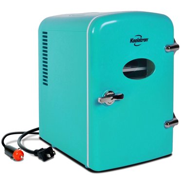 Koolatron 4L Retro Portable Mini Fridge 12V DC 110V 6 Can Cooler Aqua