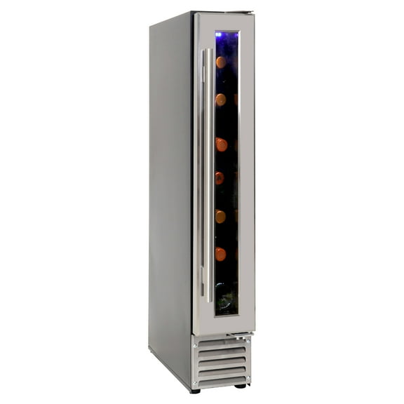 Koolatron 7 Bottle Slim 6 Inch Built-In Under-Counter Wine Fridge w/ Stainless Steel Door Frame