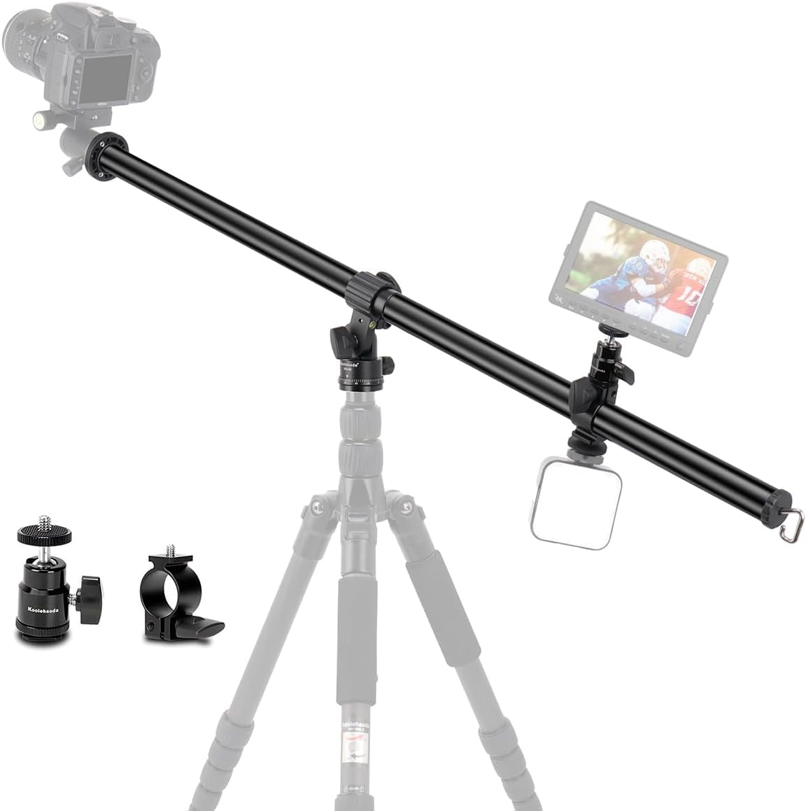 Koolehaoda 33" Tripod Extension Arm, Aluminum Horizontal Center Column arm 2 Sections with 360° rotatable for Overhead, Multi-Angle Photography, Load Up to 22lbs (Tripod not Included)