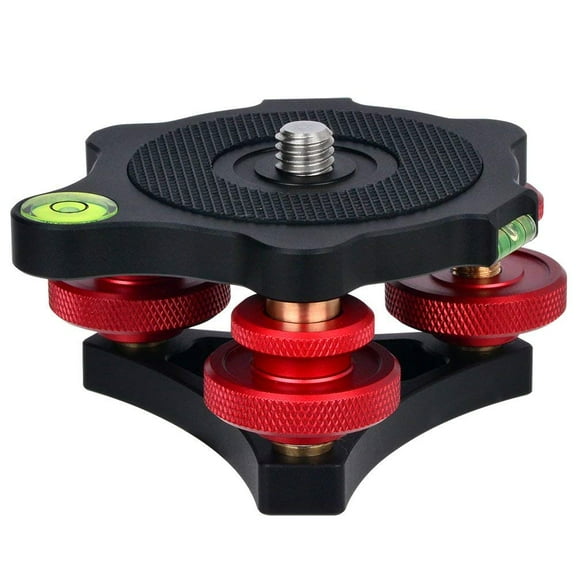 Koolehaoda Leveler Leveling Base with Bubble Level and 3/8 inch Screw, 3 Dials with +/-5 Degree Precision Adjustment, Aluminum Alloy Construction for Camera Tripod LP-64