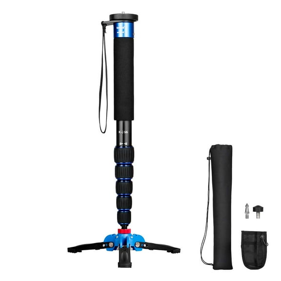 Koolehaoda Lightweight Portable 63-inches Camera Aluminium Monopod with Folding Three Feet Support Stand. 6-Section Leg, Leg max Diameter: Φ28MM, Folding Length: 42cm /16.5inch
