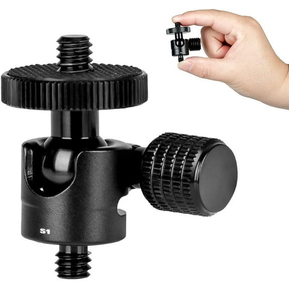 Koolehaoda Mini Ballhead Camera Tripod Ball Head Mount with 1/4" to 1/4 Screw Connector