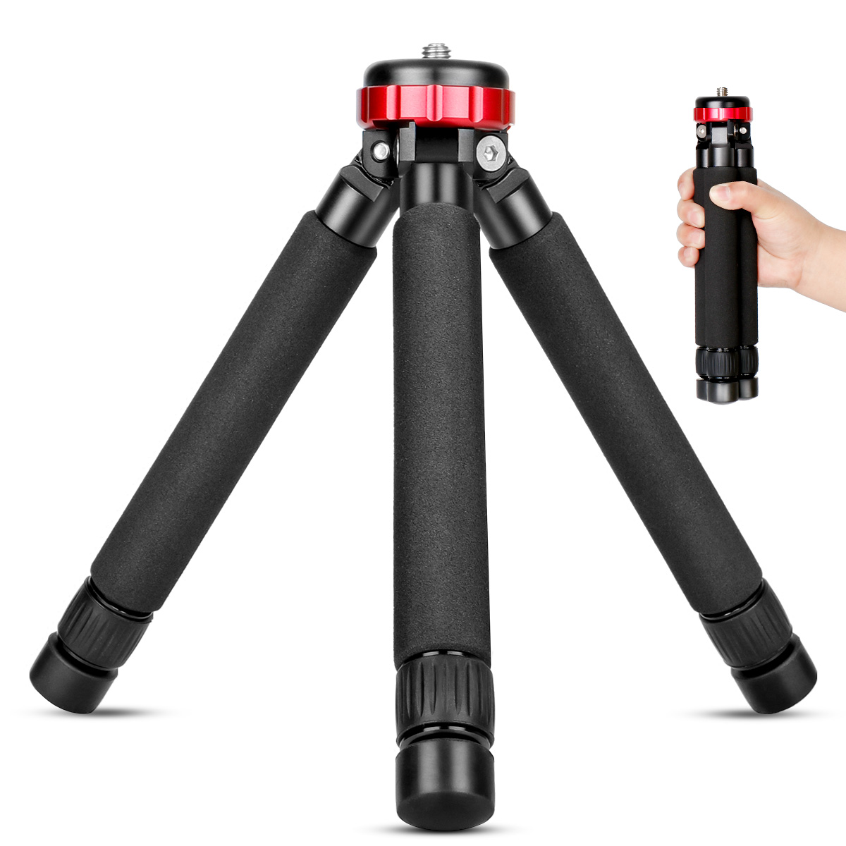 Tabletop Mini Tripod, Travel Portable Tripod With 1/4 And 3/8 Screw Mo And Extendable Leg Design Max Load 10kg 22lbs For Dslr Camera Video Recorder Cell Phonemt 03 - View #3