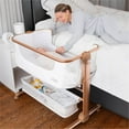 thumbnail image 1 of KoolerThings Baby Bassinet, Bedside Sleeper for Baby, Easy Folding Portable Crib with Storage Basket for Newborn, Bedside Bassinet, Comfy Mattress/Travel Bag Included (White and Gold) C21, 1 of 7