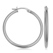 FREMADA KoolJewelry 10k White Gold Polished Hoop Earrings (2x20, 25, 30, 35, 45 mm)