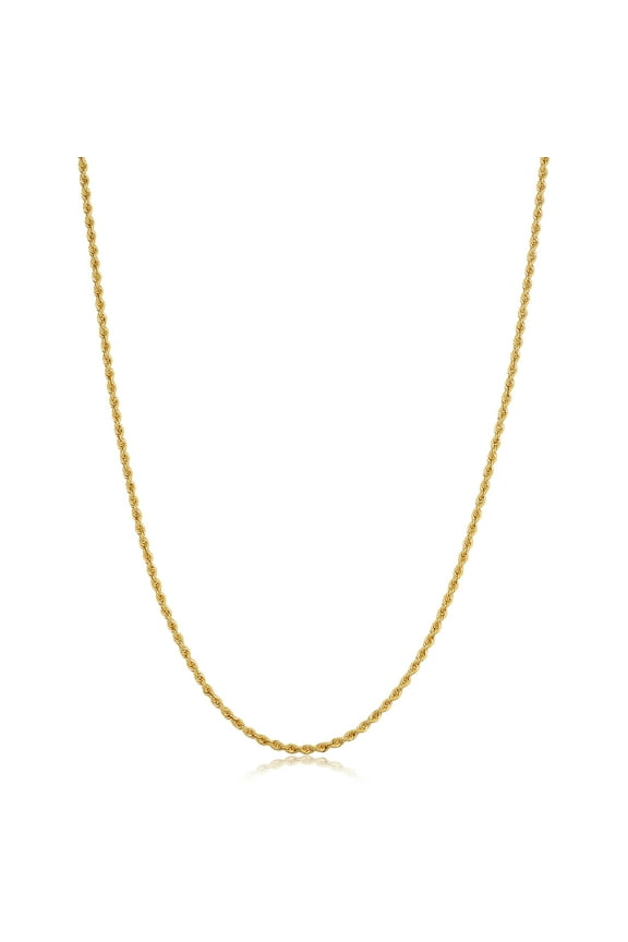 KoolJewelry 10k Yellow Gold Rope Chain Necklace (1.5 mm)