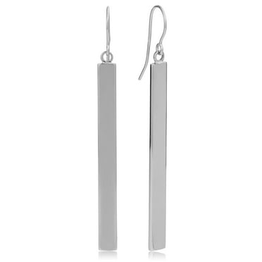 KoolJewelry 14k Gold High Polish or Diamond-cut Bar Drop Earrings (4 mm wide x 41 mm long)