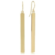 FREMADA KoolJewelry 14k Gold High Polish or Diamond-cut Bar Drop Earrings (4 mm wide x 41 mm long)