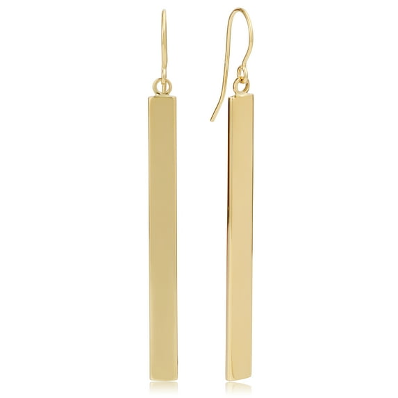 KoolJewelry 14k Gold High Polish or Diamond-cut Bar Drop Earrings (4 mm wide x 41 mm long)