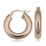 FREMADA KoolJewelry 14k Rose Gold Thick Polished Hoop Earrings (4x10 mm)