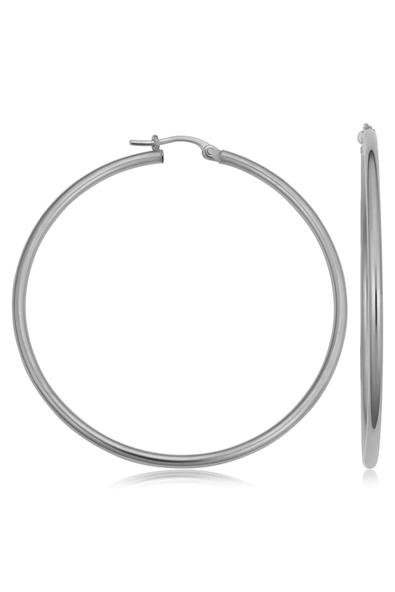 KoolJewelry 14k White Gold Hoop Earrings (2x20, 25, 30, 35, 45, 50, 70, 90 mm)
