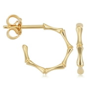KoolJewelry 14k Yellow Gold Bamboo Small Open Hoop Earring 1.8x10 mm