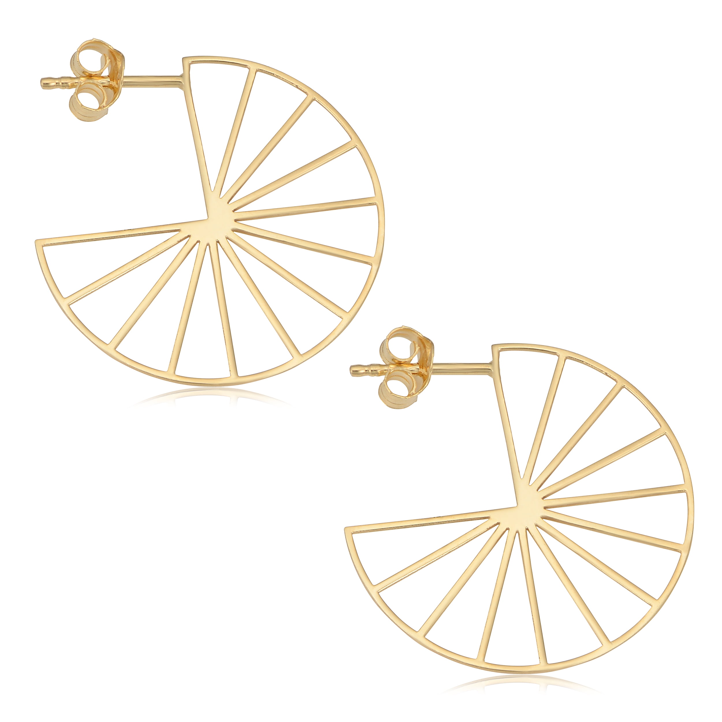 FREMADA KoolJewelry 14k Yellow Gold Bicycle Wheel Earrings