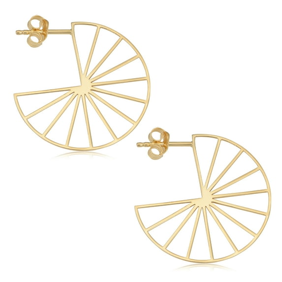 KoolJewelry 14k Yellow Gold Bicycle Wheel Earrings