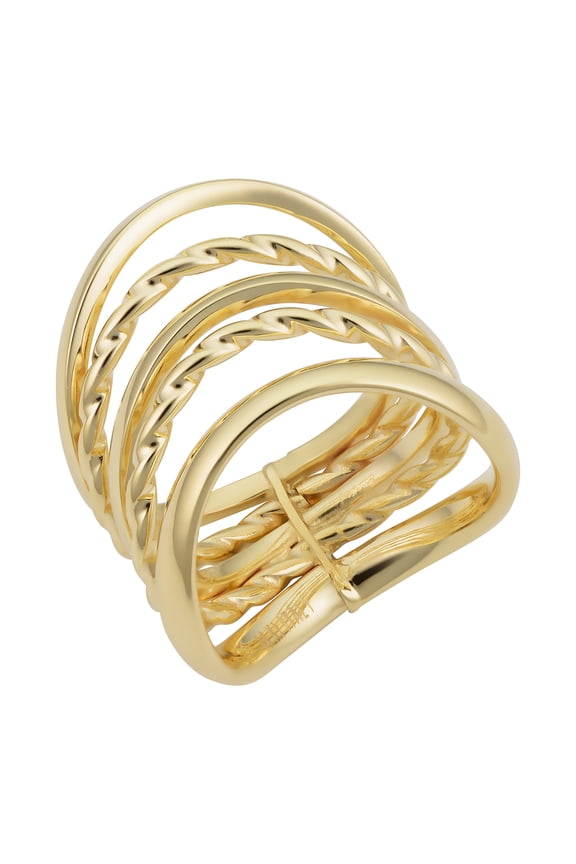 KoolJewelry 14k Yellow Gold High Polish Twist Wave Five Layer Stacked Ring
