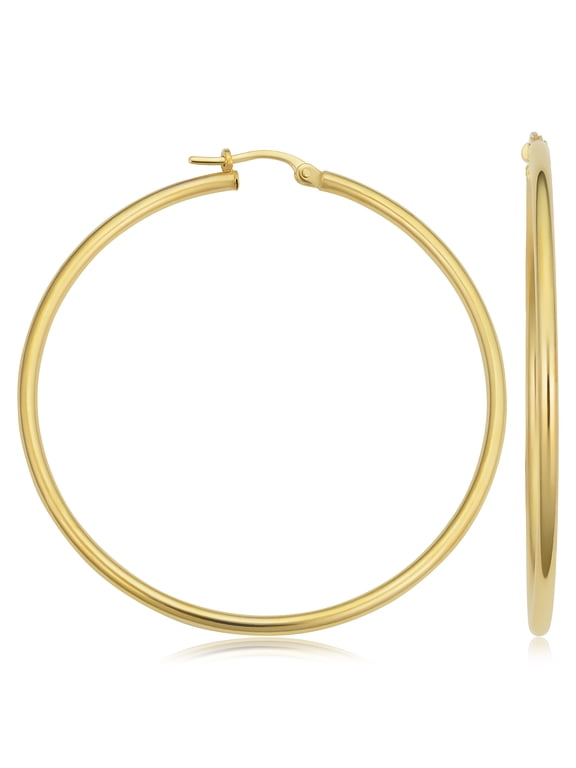 KoolJewelry 14k Yellow Gold Hoop Earrings (2 mm x 20, 25, 30, 35, 45, 70, 90 mm)