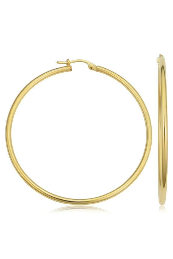 KoolJewelry 14k Yellow Gold Hoop Earrings (2 mm x 20, 25, 30, 35, 45, 70, 90 mm)