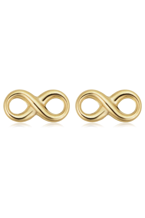 KoolJewelry 14k Yellow Gold Infinity Stud Earrings with Scew Backs