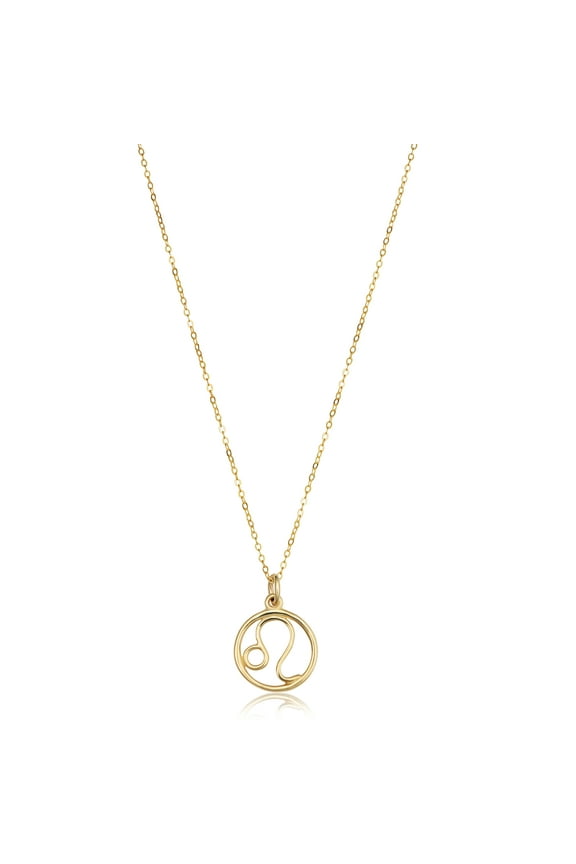 14k Yellow Gold Leo Zodiac Pendant Minimalist Necklace (18 inch)