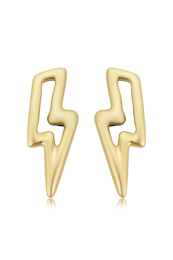 KoolJewelry 14k Yellow Gold Lightning Bolt Stud Earrings