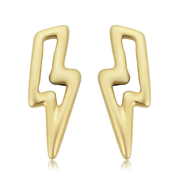 KoolJewelry 14k Yellow Gold Lightning Bolt Stud Earrings