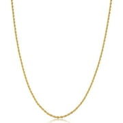 FREMADA KoolJewelry 18k Yellow Gold Rope Chain Necklace for Women (1.7 mm, 16.5 inch)