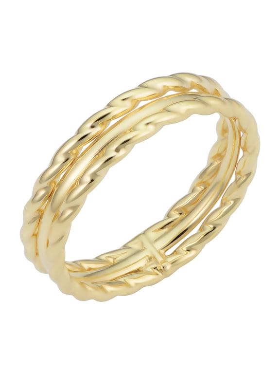 14k Yellow Gold Triple Band Ring - Size 6