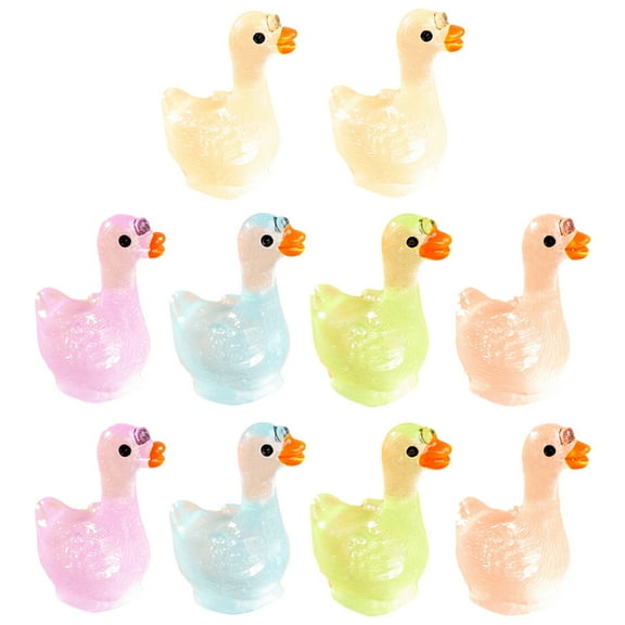 Koolleo 10Pcs Miniature Duck Adornment Mini Resin Craft Duck Figurines Micro Scene Layout Prop