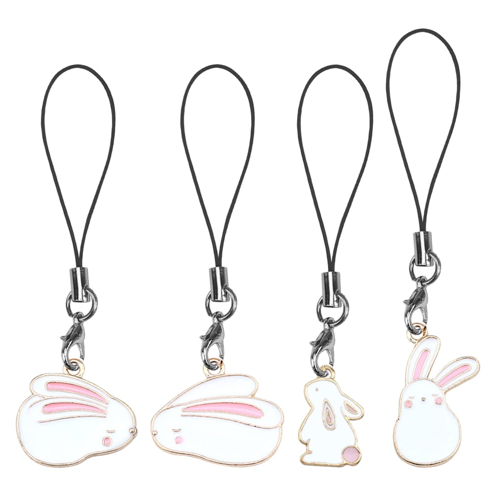 スマホアクセサリー rabbit_xxx Koolleo 4Pcs Rabbit Pendant Phone Charm Cell Phone Hanging Charm