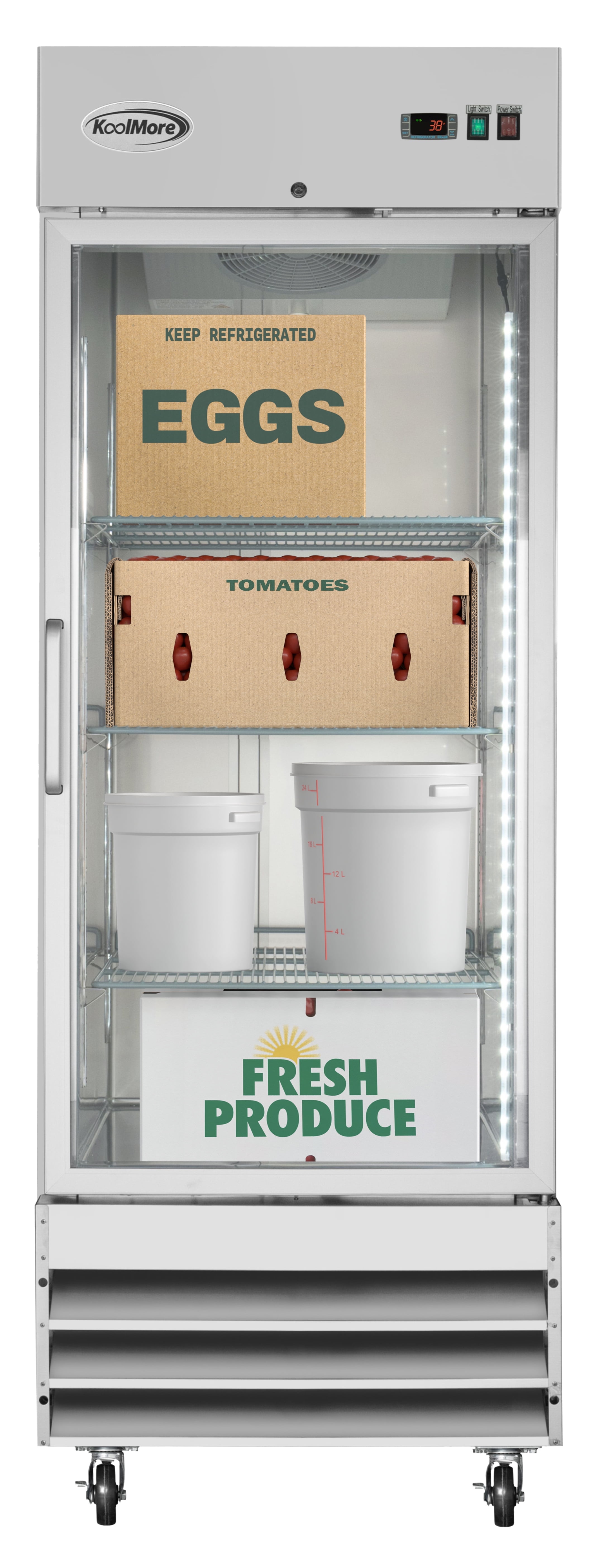 Koolmore 29" 1 Glass Door Stainless Steel Reach-in Refrigerator Cooler in Silver