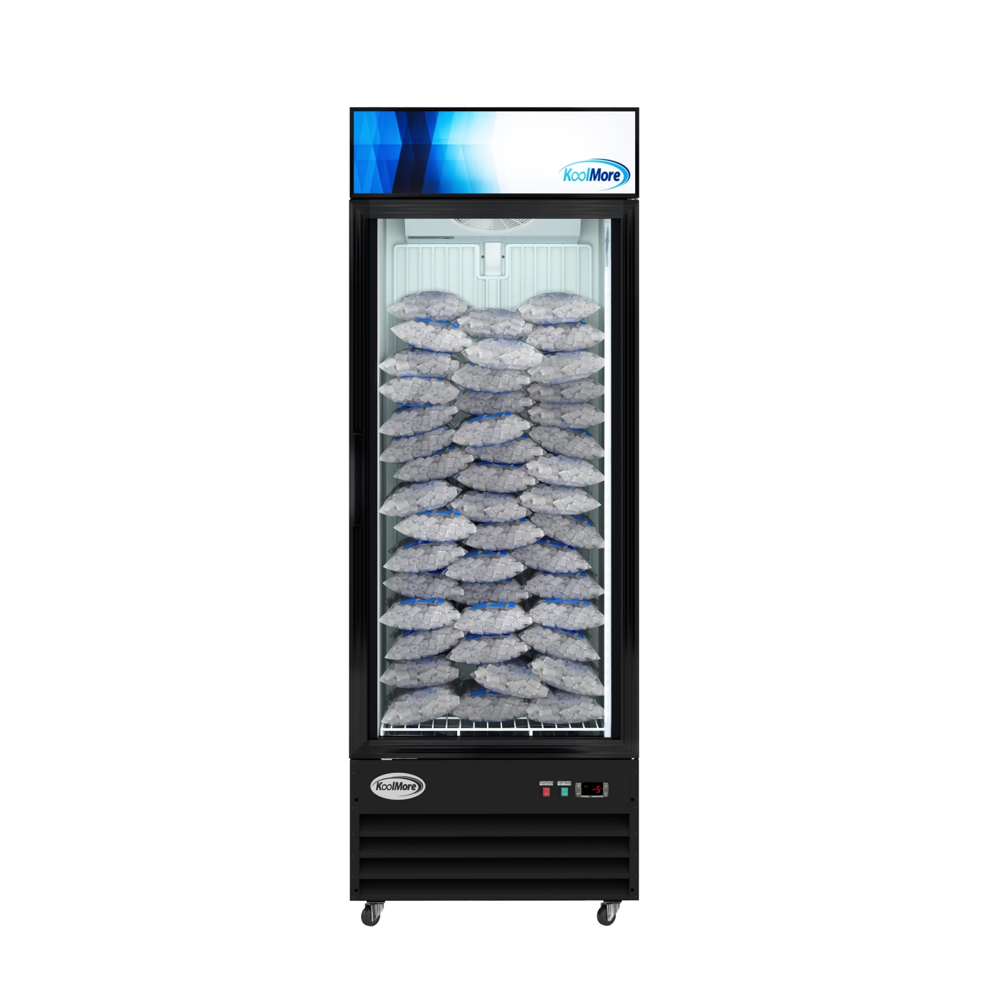 31 in. 25 cu. ft. Commercial Indoor Glass-Door Ice Merchandiser Freezer in Black (KM-IM31-1GD)