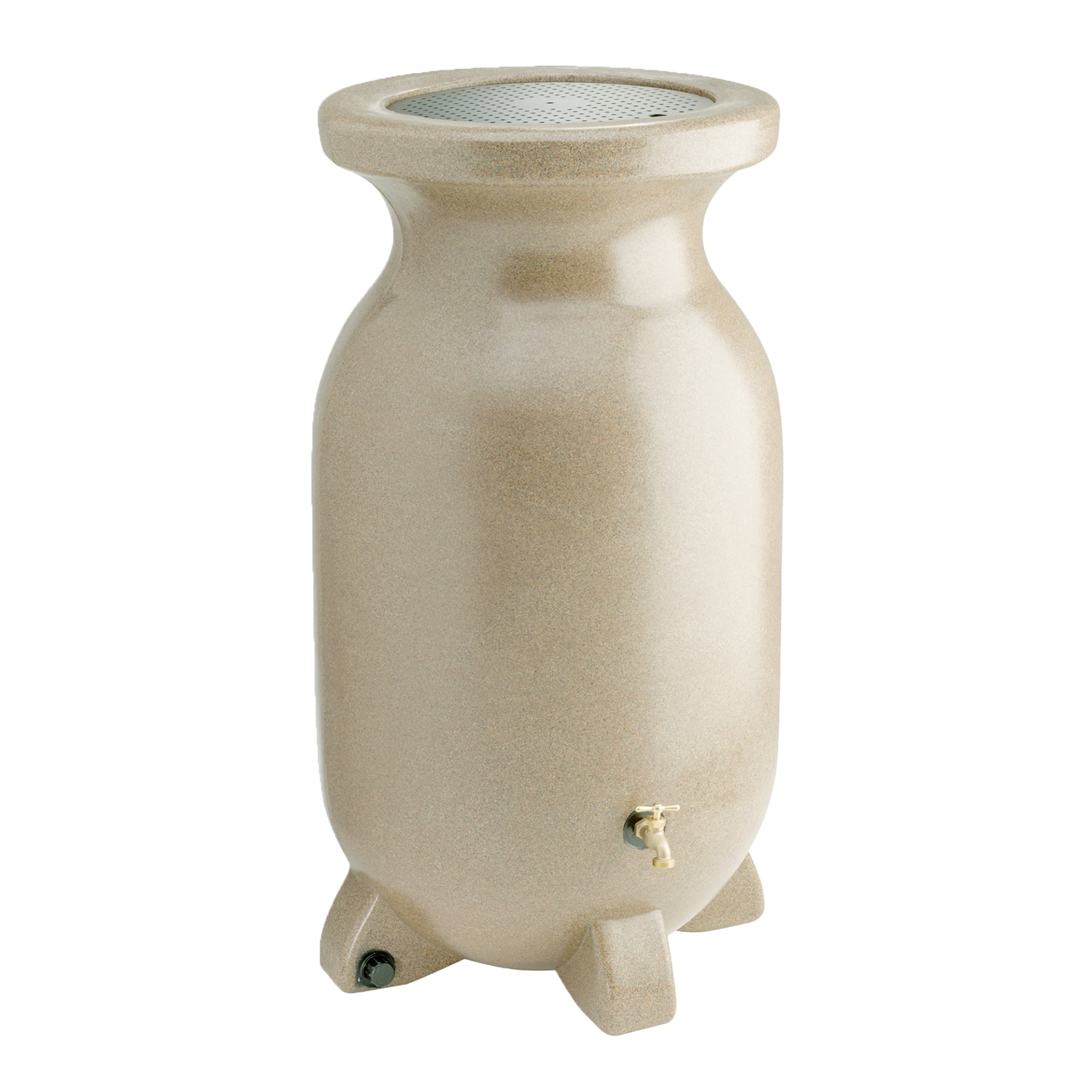 Sandstone-Look Beige 75-Gallon Plastic Rain Barrel