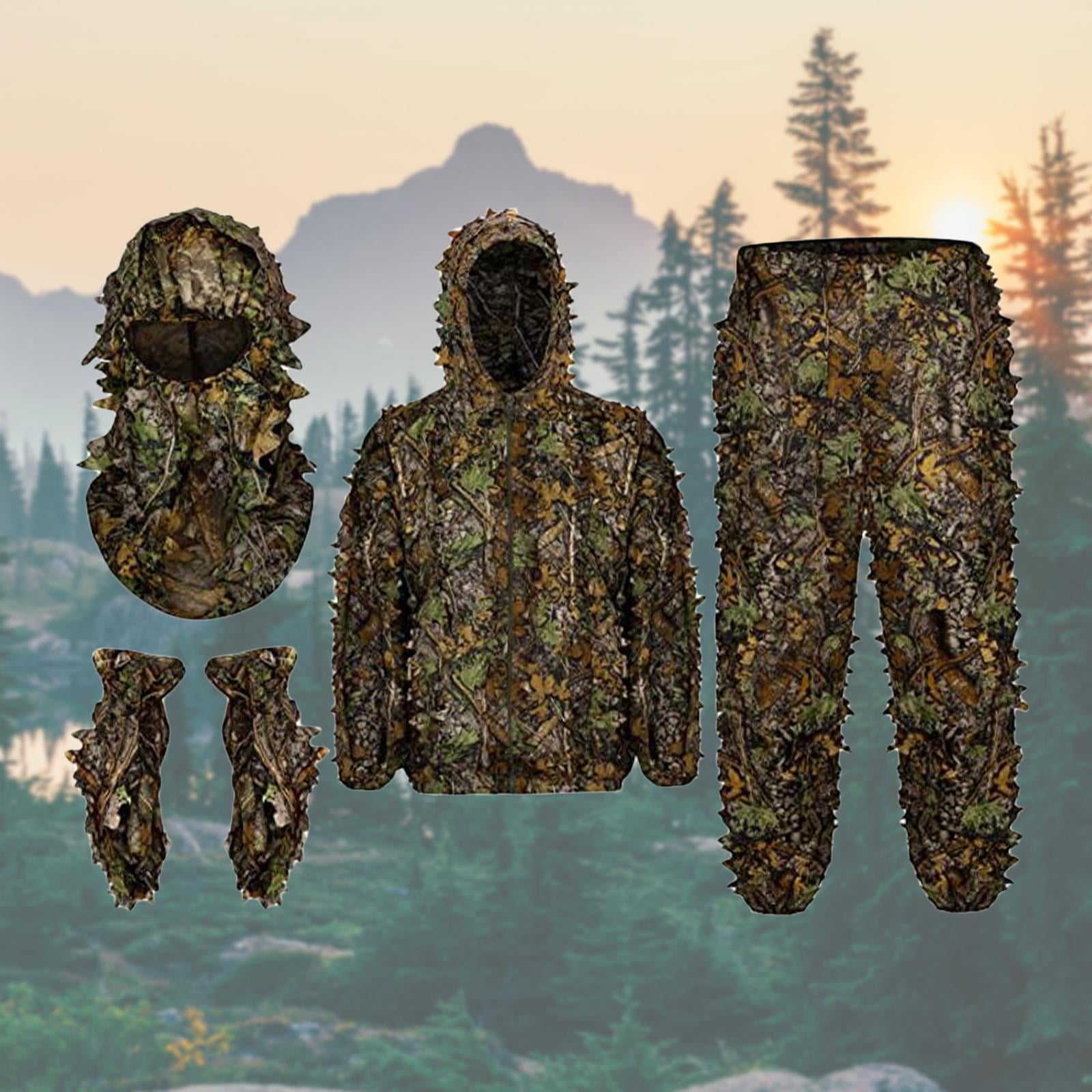 Ghillie Suit Hunting Clothes, 3D Leafy Camo Gear, Men's Outfit, Woodland Jacket, Pants, Hood, Gloves, XXL - Walmart.com Ghillie Suit Hunting Clothes, 3D Leafy Camo Gear, Men's Outfit, Woodland Jacket, Pants, Hood, Gloves, XXL - Walmart.com