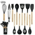 thumbnail image 1 of Koomade 12-Piece Silicone and Wood Handle Cooking Utensils Set, 1 of 6