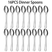 16 Pieces Dinner Spoons, 7.1 inch Stainless Steel Spoons Silverware, Table Spoon for Home Kitchen Restaurant, Kitchen Essential Dinner Spoons, Dishwasher Safe