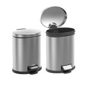Koomade 2 Pack Bathroom Trash Can, 1.3 Gallon Stainless Steel Step Garbage Bin with Lid, Silver