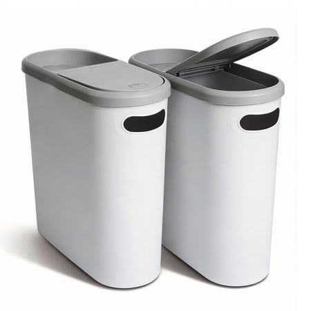 Koomade 2 Packs Bathroom Trash Can, 2.6 Gallon 10 Liters Small Plastic Garbage Bucket Bin With Lid