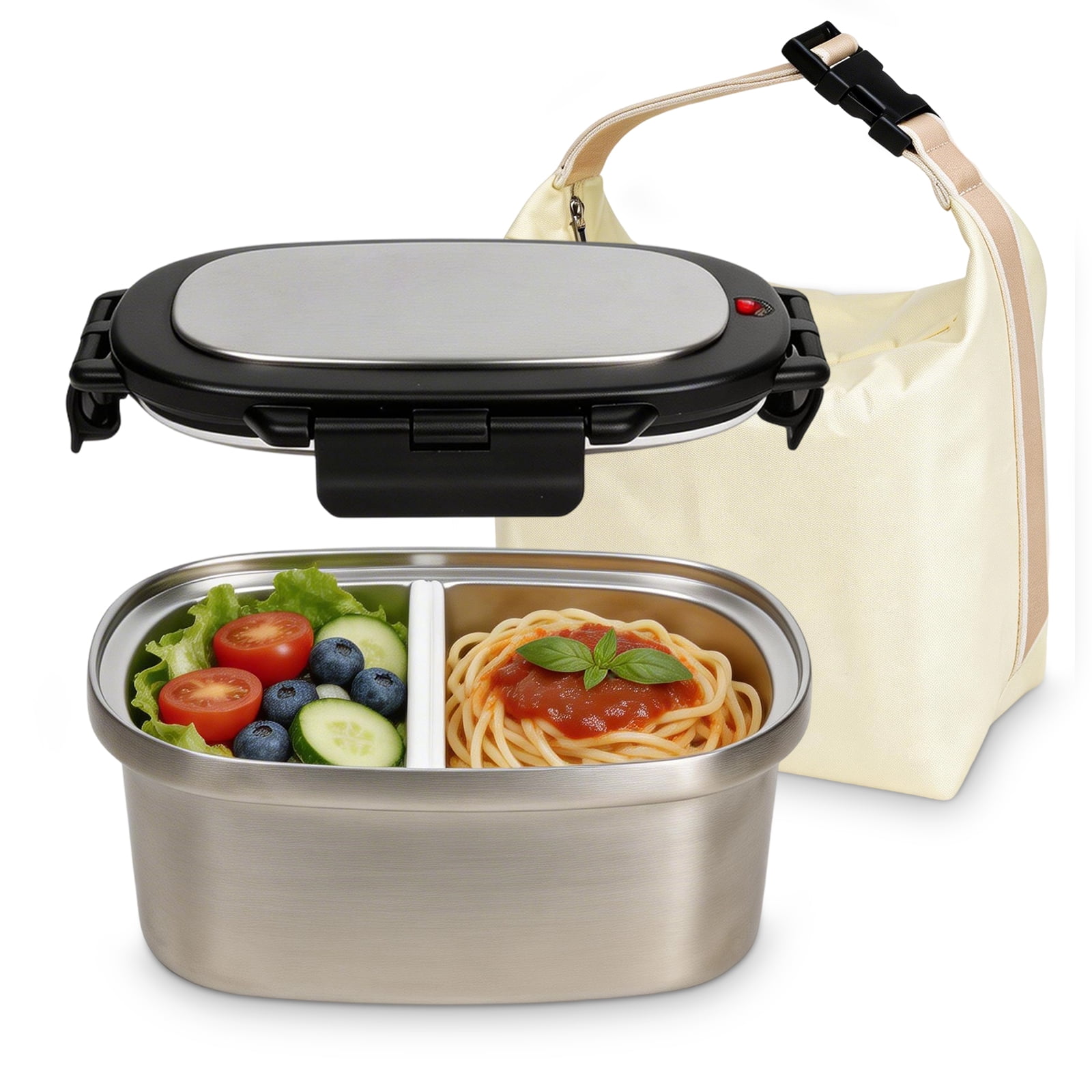 Koomade 33oz Rectangle Food Container With Lunch Box Bag Stainless Steel Double Vacuum Insulated Silver