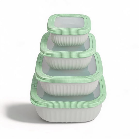 Koomade 4 Pack Plastic Food Storage Container Stackable Kitchen Bowls Lunch Boxes