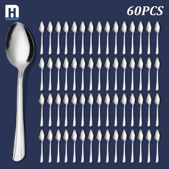 60 Pieces Dinner Spoons, 7.1 inch Stainless Steel Spoons Silverware, Table Spoon for Home Kitchen Restaurant, Kitchen Essential Dinner Spoons, Dishwasher Safe