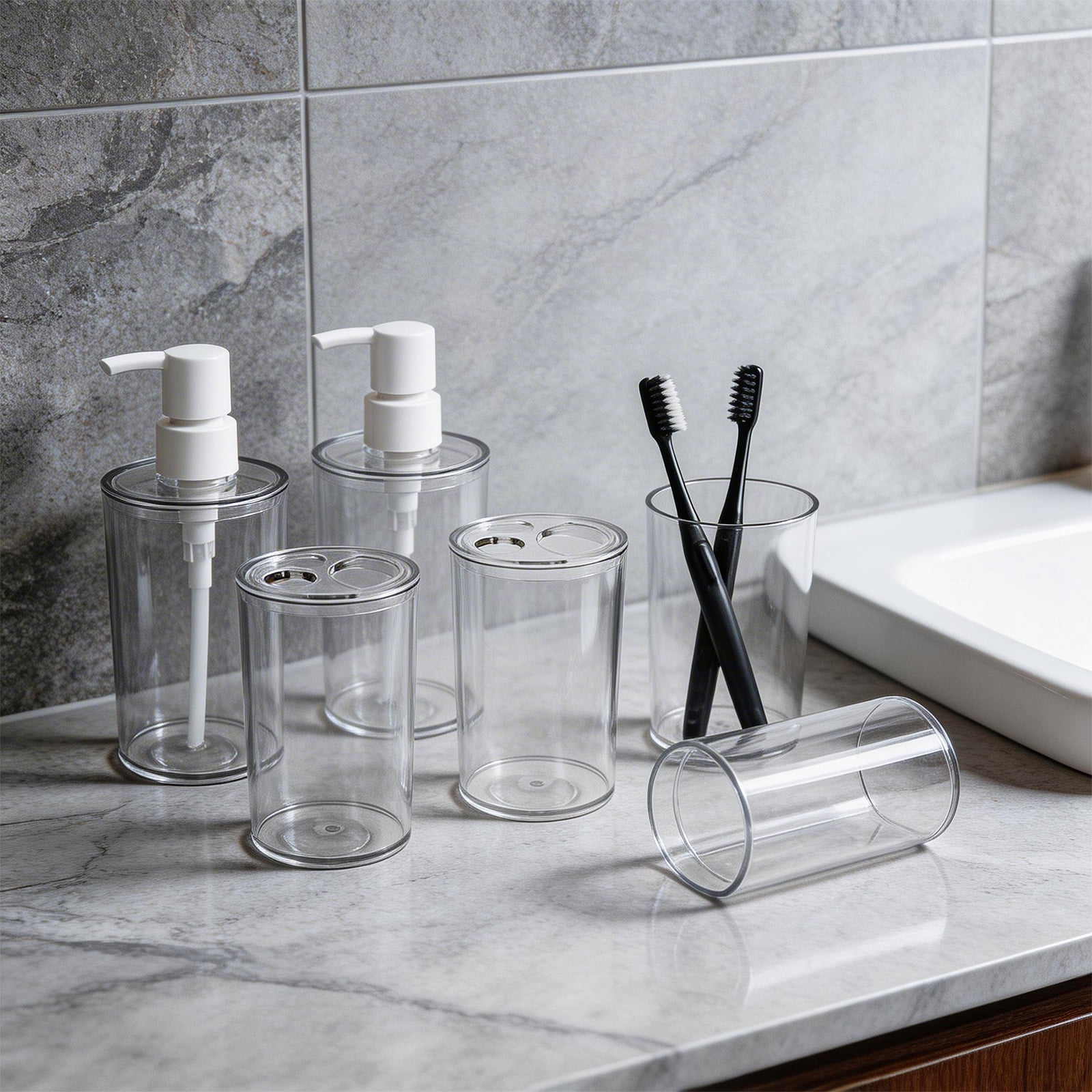 Koomade Bathroom Set 6-Piece Toothbrush Holders and Soap Dispensers