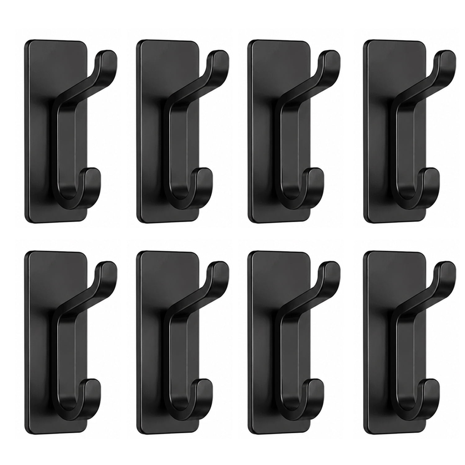 Koomade 8 Packs Coat Hook Wall Mounted Self-Adhesive Hanger for Shower Kitchen Bathroom House Hook for Towel Coat Cloth, Black