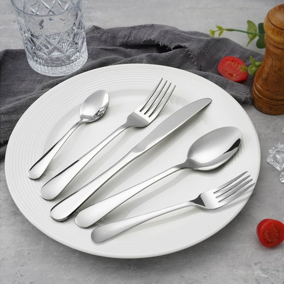 Koomade Flatware Set for 4, 20 Pieces Stainless Steel Silverware Sets Service for 4, Cutlery Utensil Set Fork Knife Spoon Set, Dishwasher Safe, Silver