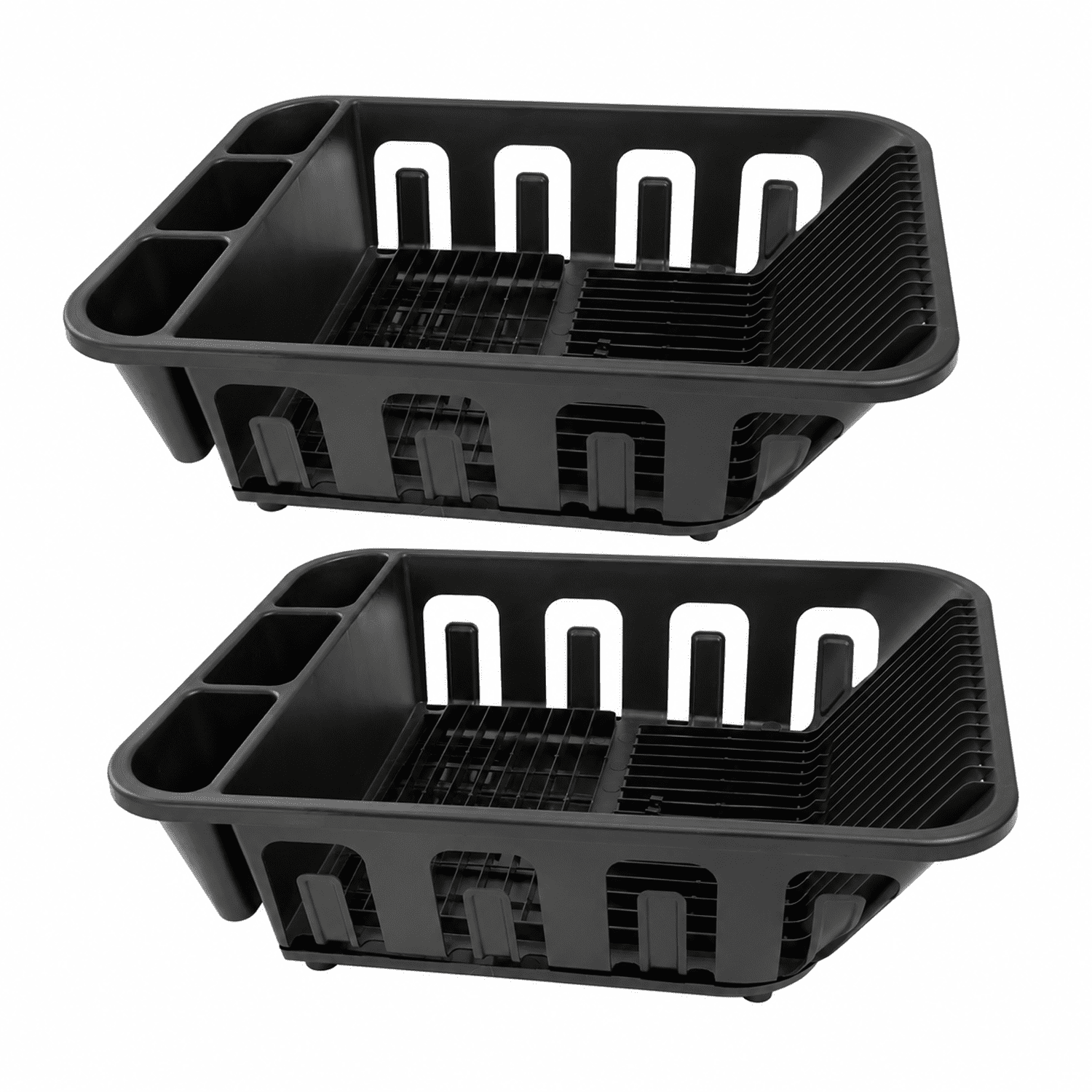 Koomade 2 Pack Dish Drainer, Large Capacity Sink Organization for Kitchen, Countertop Dish Drainer Rack for Plates, Cups, Black