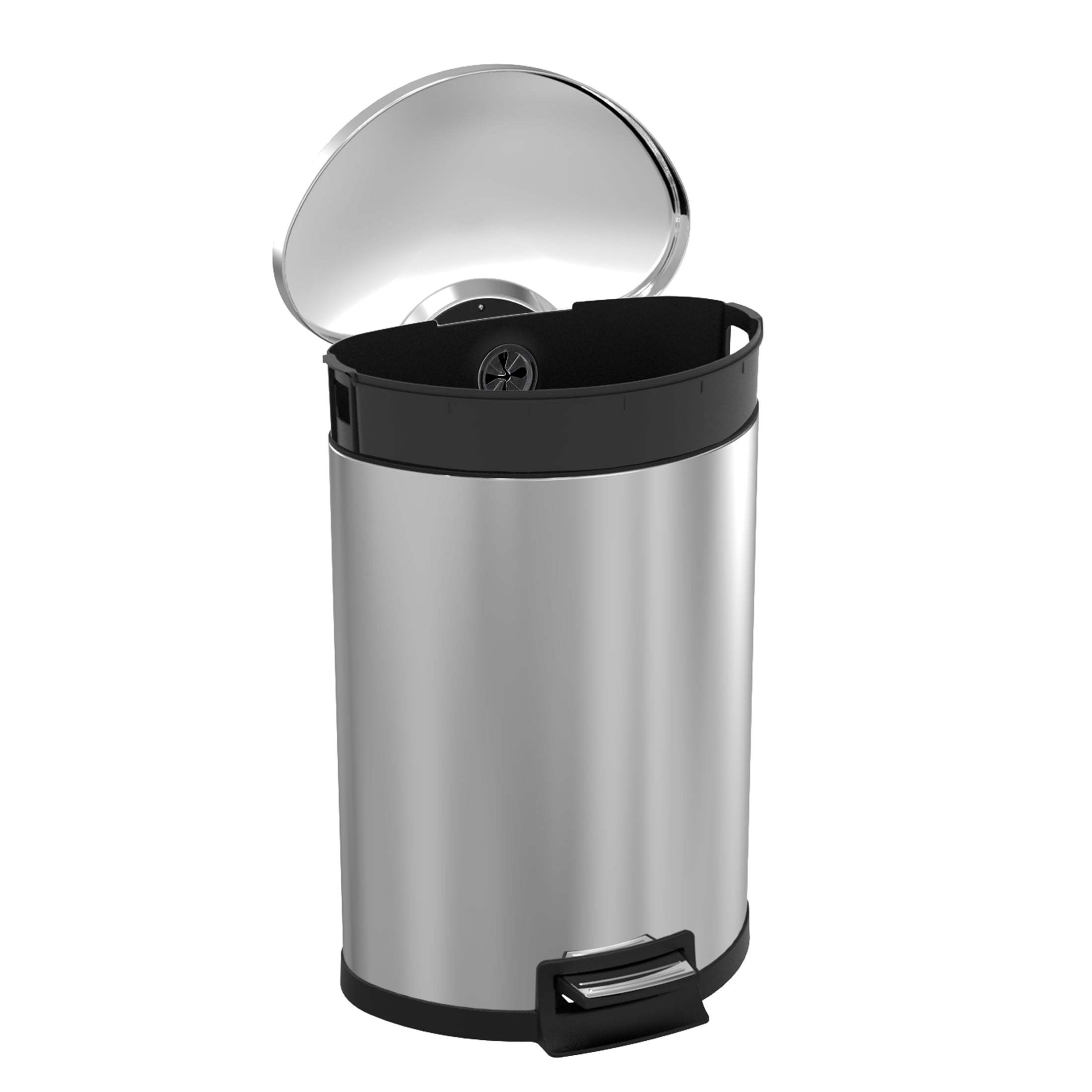 Koomade Kitchen Trash Can, 14.5 Gallon  Stainless Steel Soft Close Step Garbage Bin with Lid, Silver