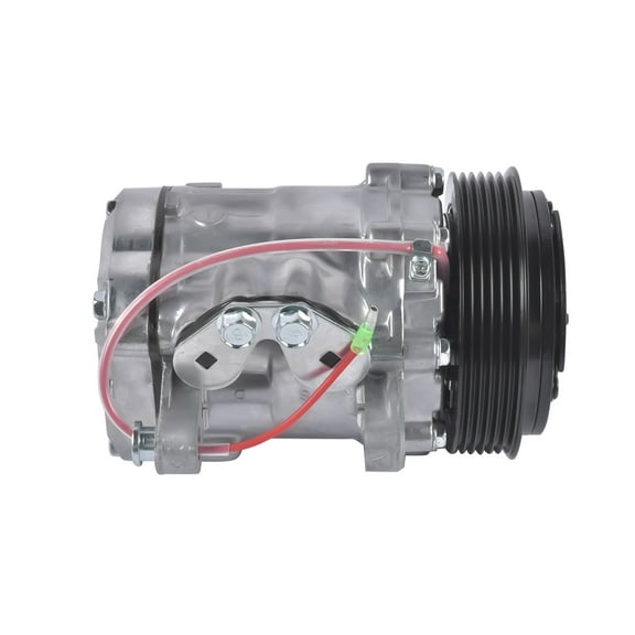 Koomaha Chrome A/C Compressor with 6-Groove Pulley for Sanden SD7 Mini AC Compressor HC5005C