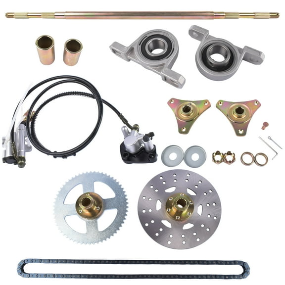 Koomaha Drift Trike Go Kart Rear Live Axle Kit, Sprocket & Hub, Brake Assembly,Chain,Hub