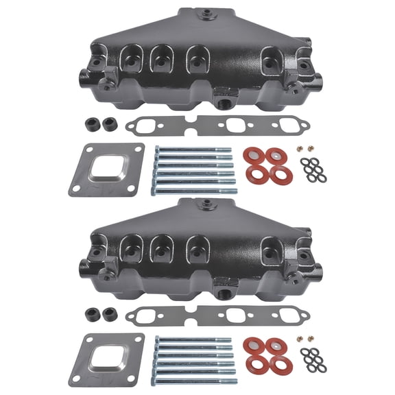 Koomaha Pair Exhaust Manifold Dry Joint Riser for 2002-UP Mercruiser GM 4.3 Marine Engines 864612T01