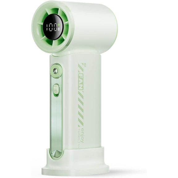 Koonie Portable Handheld Fan, Battery Operated Fan with Base, 8 Hours, Digital Display, 5 Speeds, 90° Ajustable, Rechargeable Mini Fan for Outdoor Indoor